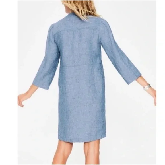 Boden Evangeline Pure Linen Tunic Dress Blue Size 2 Regular EUC - Picture 2 of 8